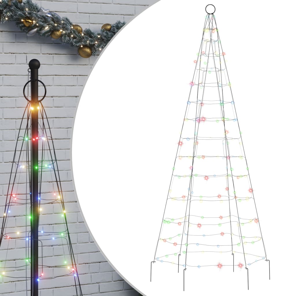 vidaXL LED-Weihnachtsbaum für Fahnenmast 200 LEDs Mehrfarbig 180 cm