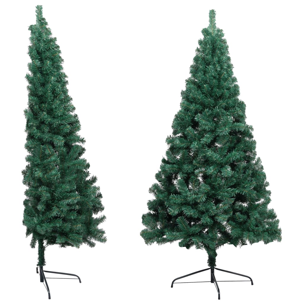 vidaXL Künstlicher Halb-Weihnachtsbaum Beleuchtung Kugeln Grün 240 cm