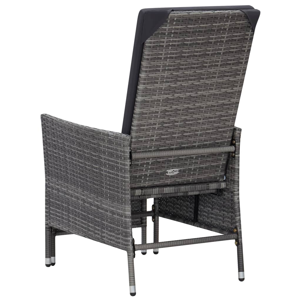 vidaXL 3-tlg. Garten-Lounge-Set mit Kissen Poly Rattan Grau