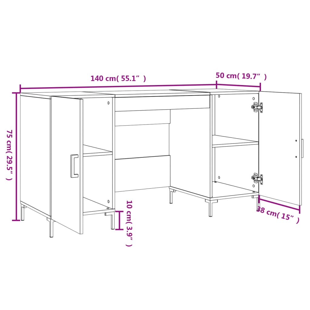 vidaXL Schreibtisch Betongrau 140x50x75 cm Holzwerkstoff