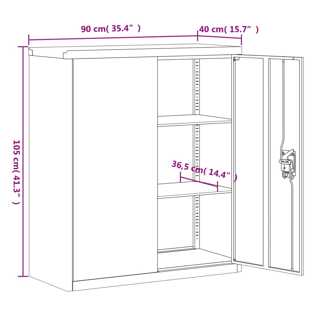 vidaXL Aktenschrank Weiß 90x40x145 cm Stahl