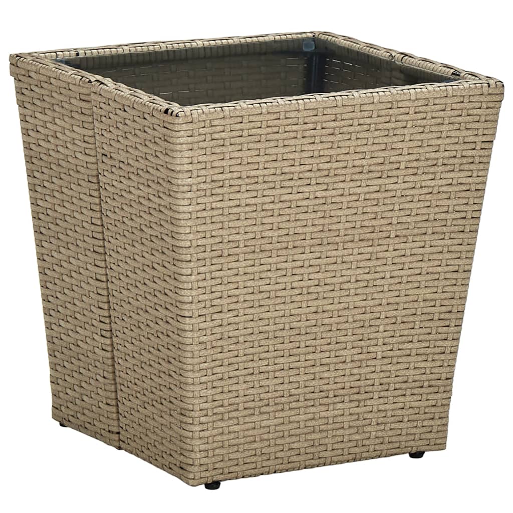 vidaXL 3-tlg. Bistro-Set mit Kissen Beige Poly Rattan und Glas