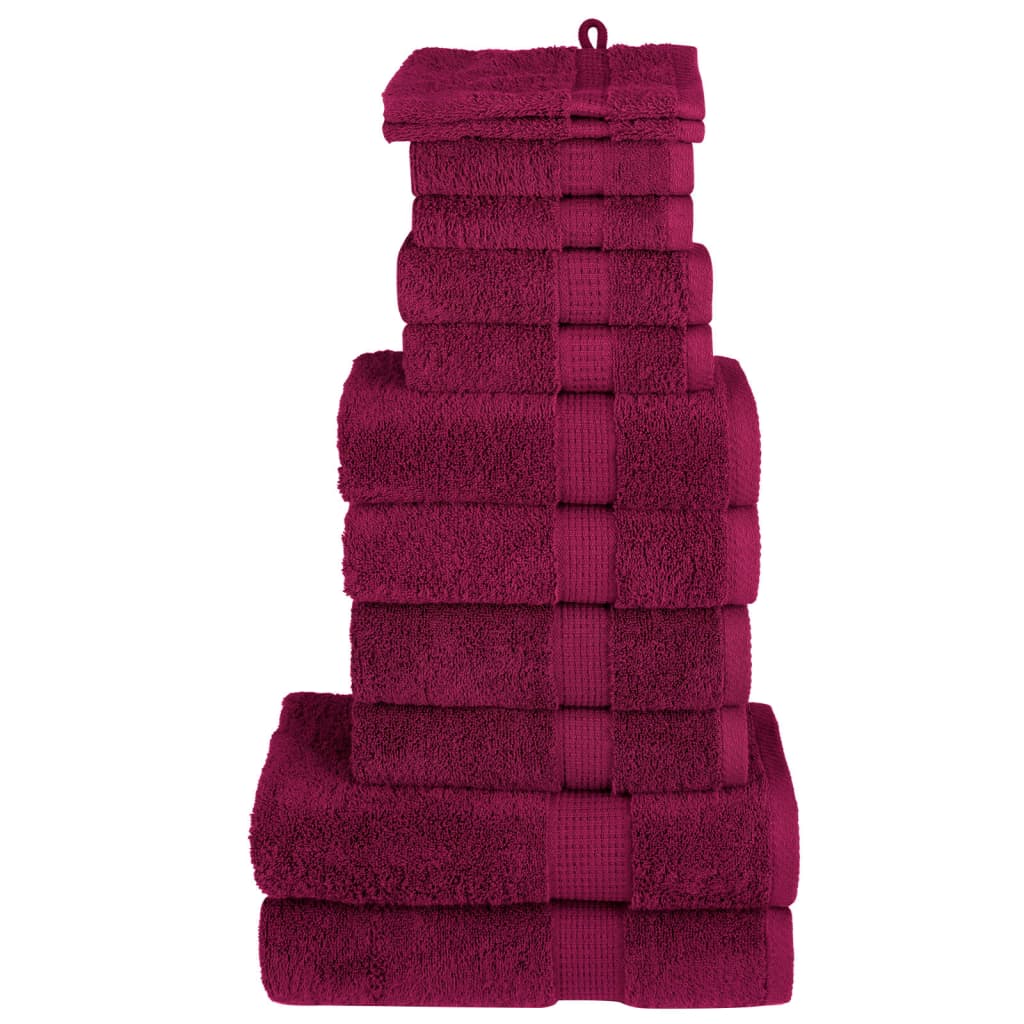 vidaXL 12 tlg. Premium-Handtuch-Set SOLUND Bordeaux 600 g/m²