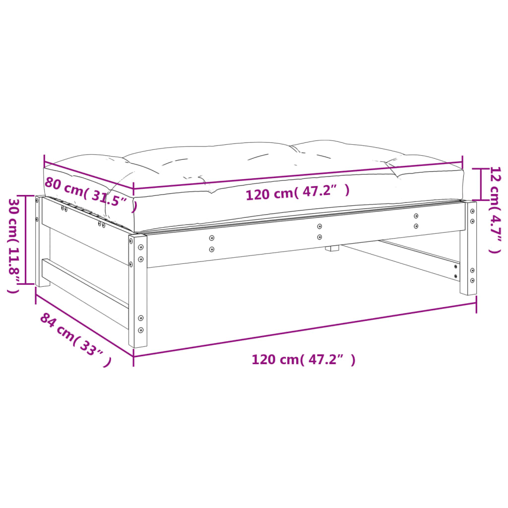 vidaXL Gartenhocker 120x80 cm Massivholz Douglasie