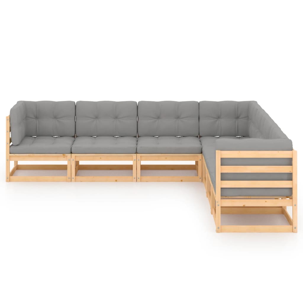 vidaXL 7-tlg. Garten-Lounge-Set mit Kissen Massivholz Kiefer