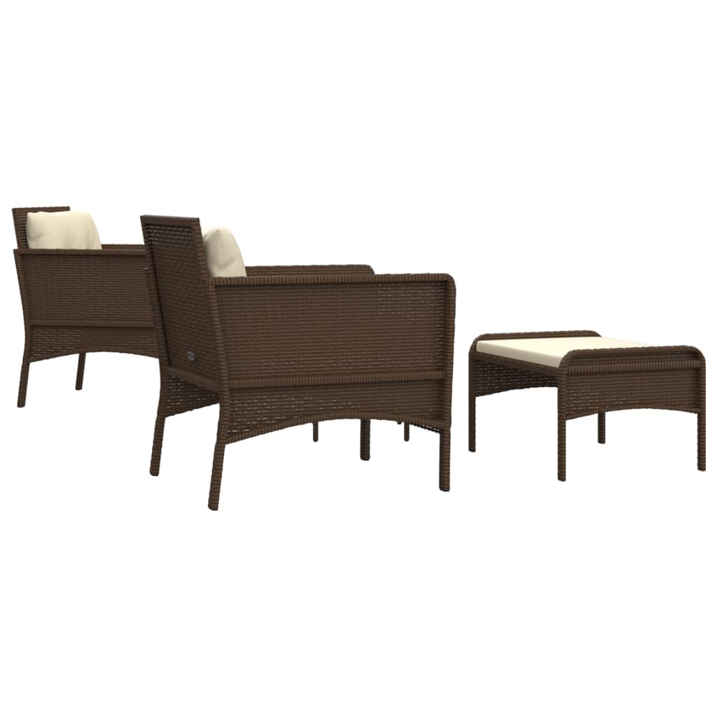 vidaXL 5-tlg. Garten-Lounge-Set mit Kissen Braun Poly Rattan