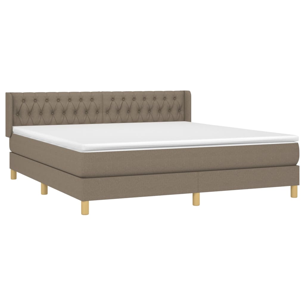 vidaXL Boxspringbett mit Matratze Taupe 180x200 cm Stoff