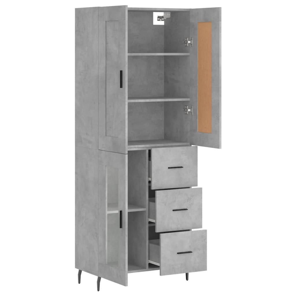 vidaXL Highboard Betongrau 69,5x34x180 cm Holzwerkstoff