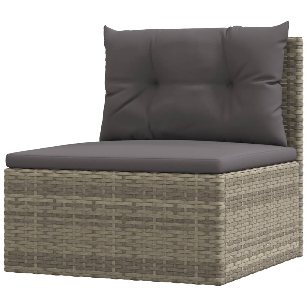 vidaXL 8-tlg. Garten-Lounge-Set mit Kissen Grau Poly Rattan