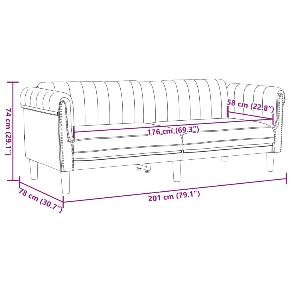 vidaXL 3-Sitzer Sofa Braun Kunstleder Wildleder-Optik