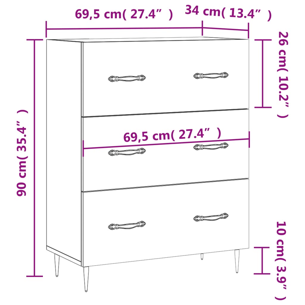 vidaXL Sideboard Räuchereiche 69,5x34x90 cm Holzwerkstoff