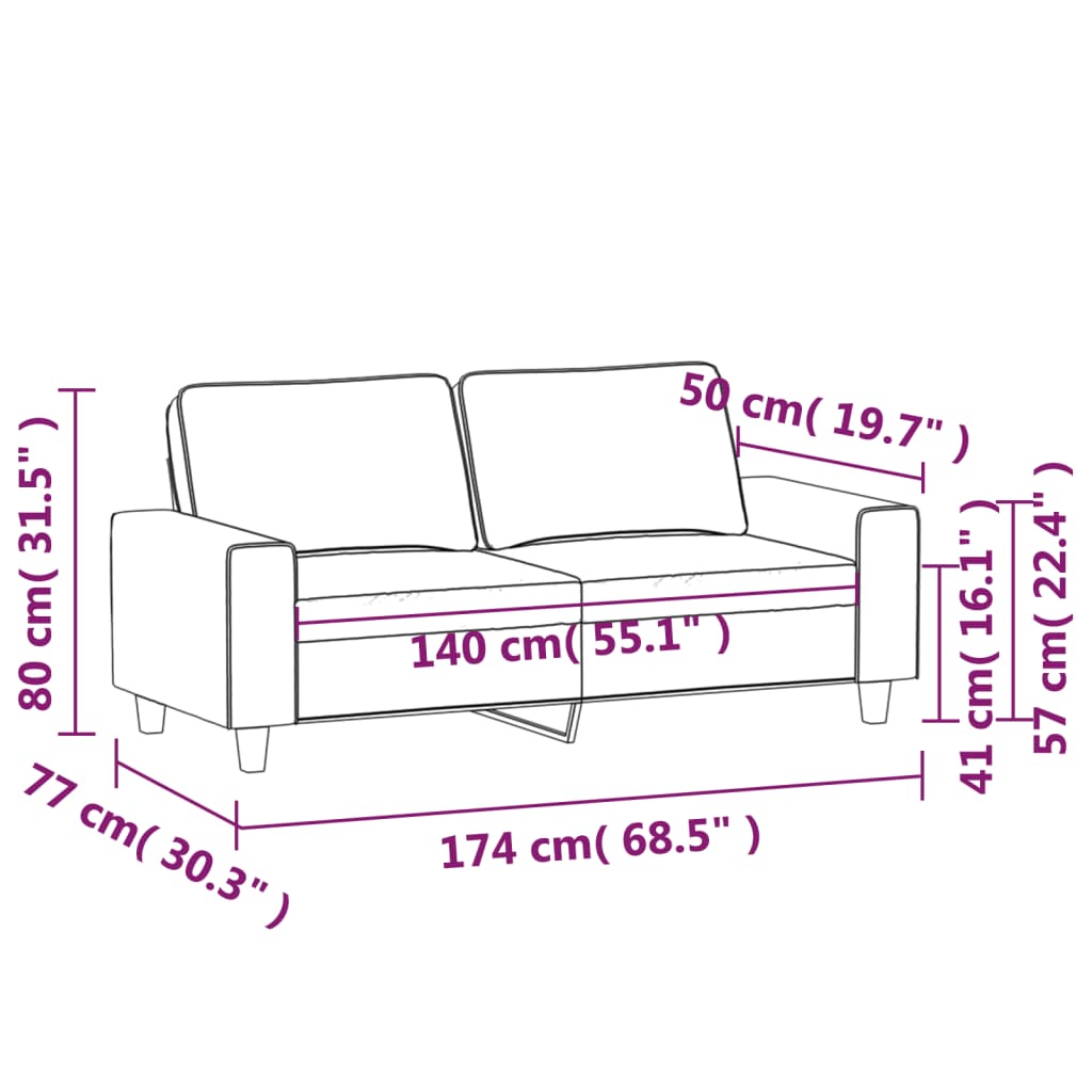 vidaXL 2-Sitzer-Sofa Dunkelgrau 140 cm Stoff