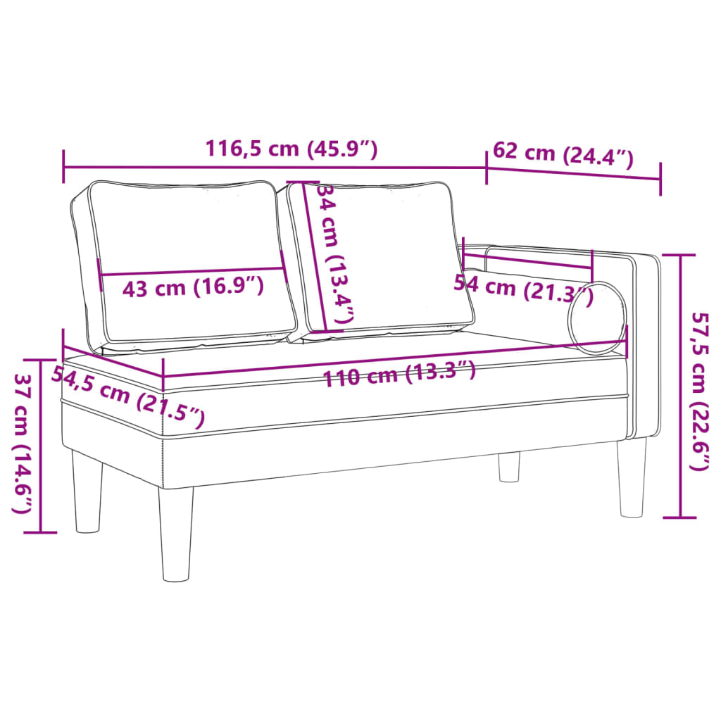 vidaXL Chaiselongue mit Kissen Hellgrau Samt