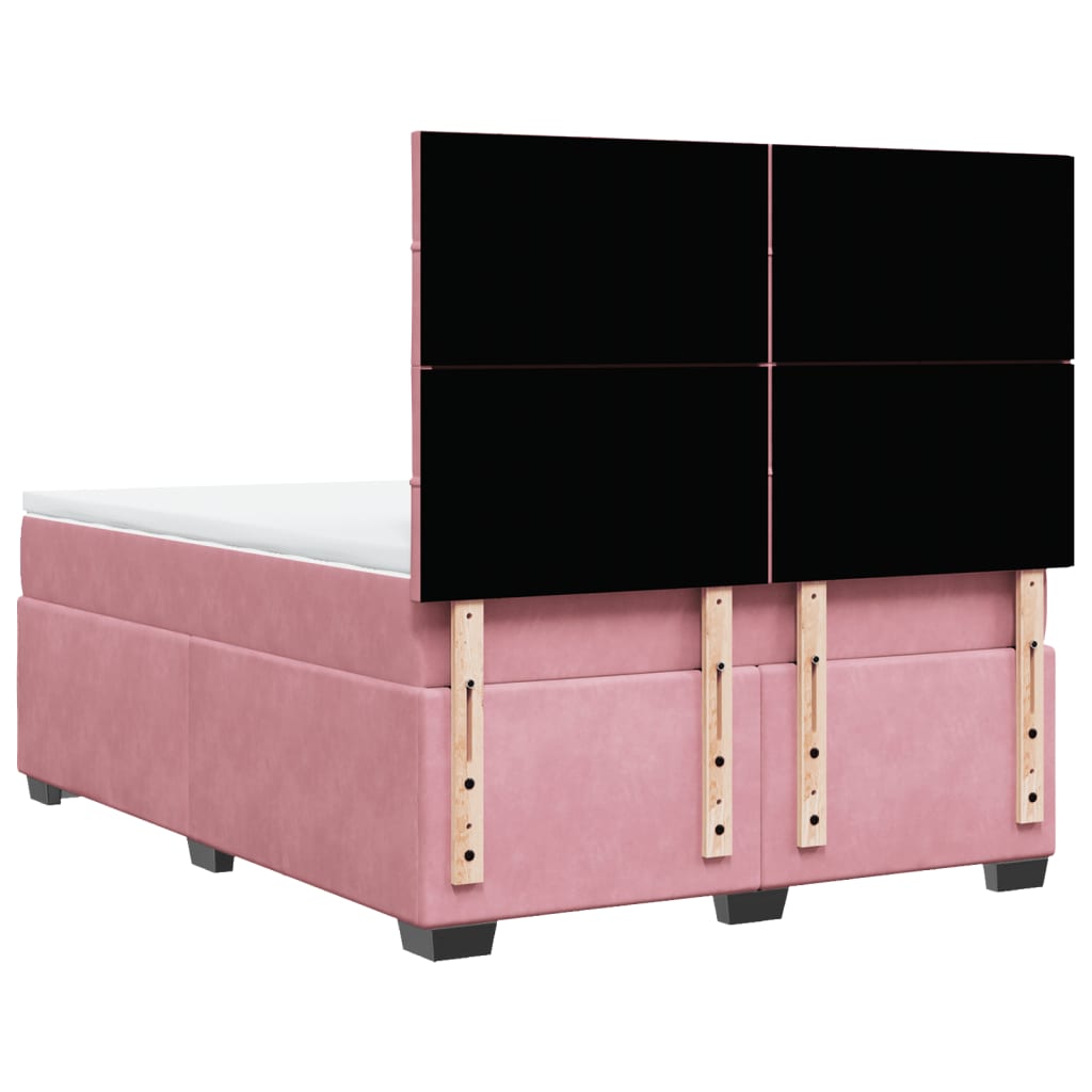 vidaXL Boxspringbett mit Matratze Rosa 140x190 cm Samt