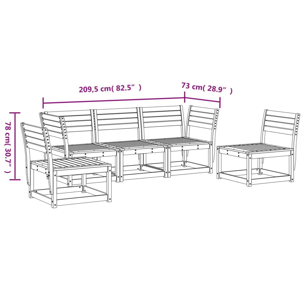 vidaXL 5-tlg. Garten-Sofagarnitur Wachsbraun Massivholz Kiefer