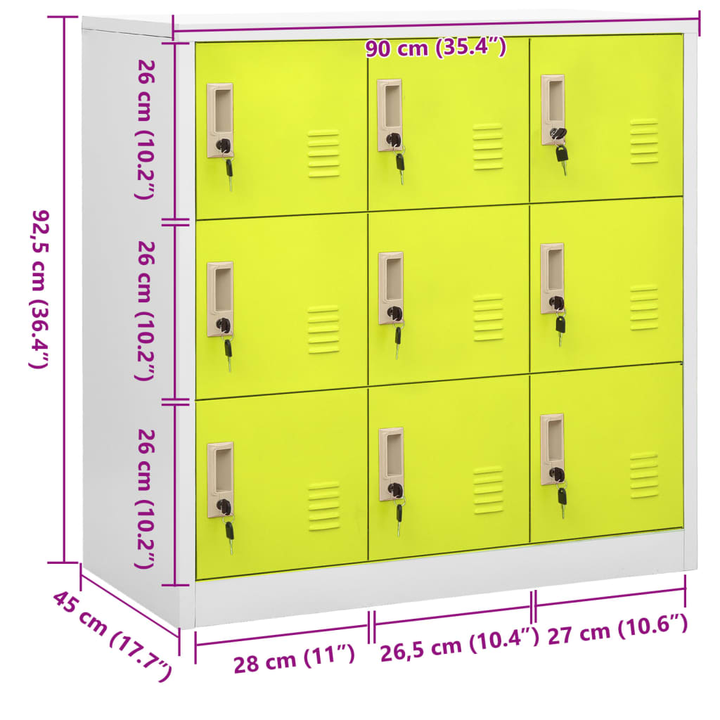 vidaXL Schließfachschrank Hellgrau und Grün 90x45x92,5 cm Stahl