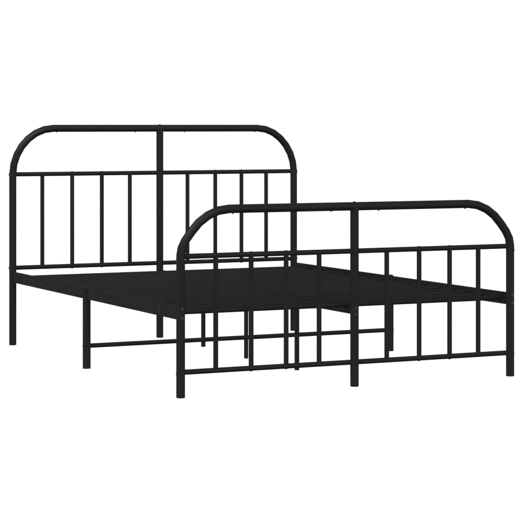 vidaXL Metallbett ohne Matratze mit Fußteil Schwarz 160x200 cm