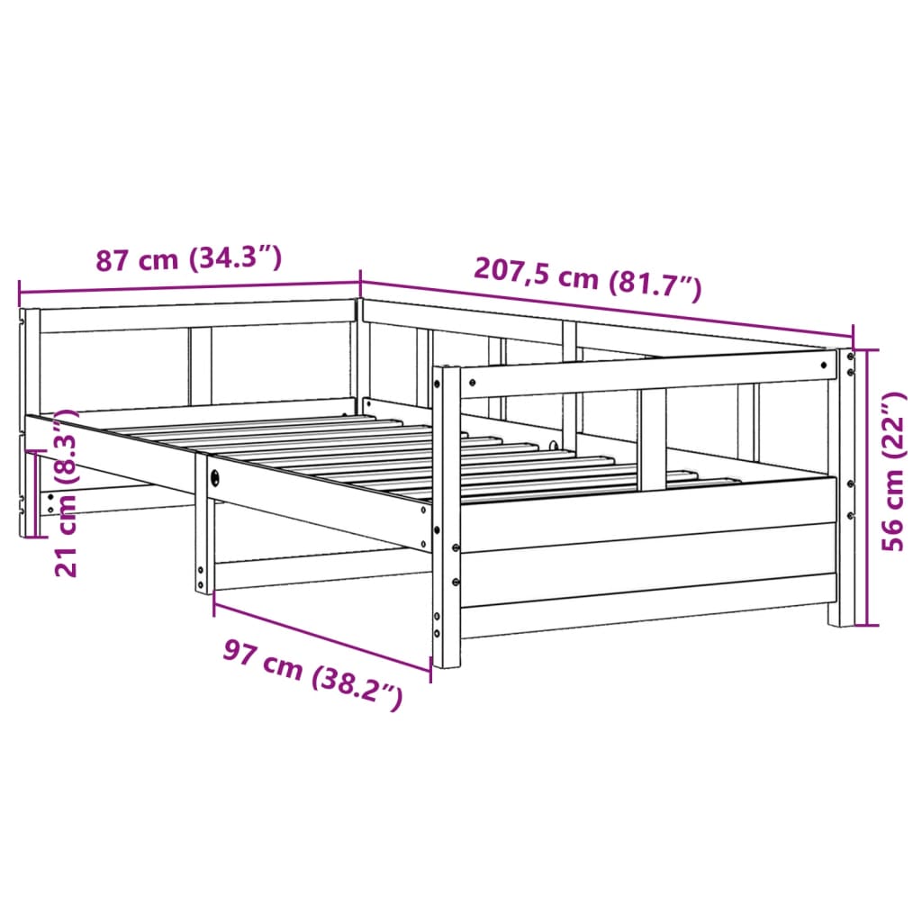 vidaXL Tagesbett Natur 80x200 cm Massivholz Kiefer