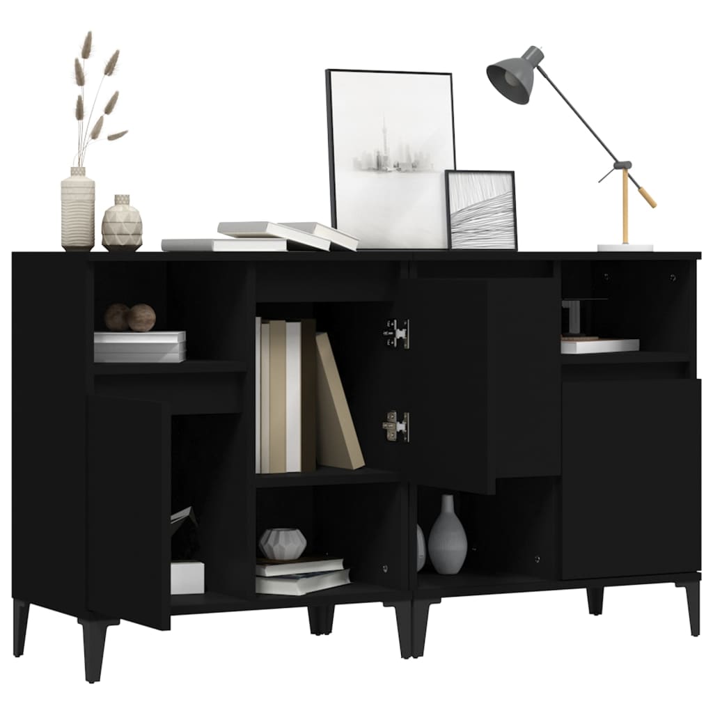 vidaXL Sideboards 2 Stk. Schwarz 60x35x70 cm Holzwerkstoff