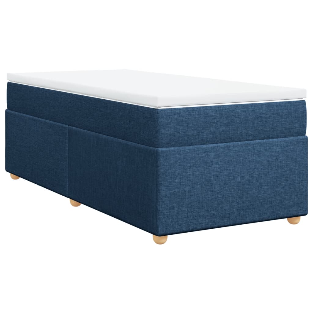 vidaXL Boxspringbett mit Matratze Blau 90x200 cm Stoff