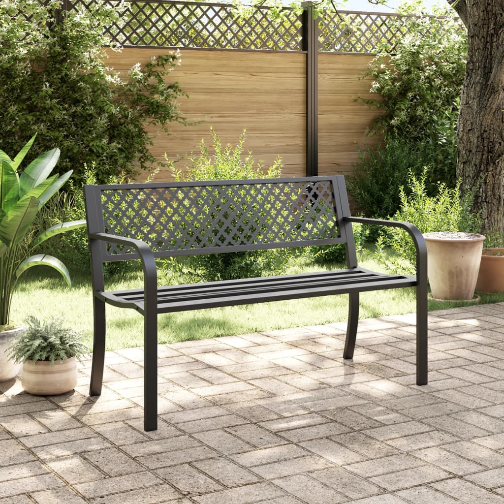 vidaXL Gartenbank 119 cm Schwarz Stahl