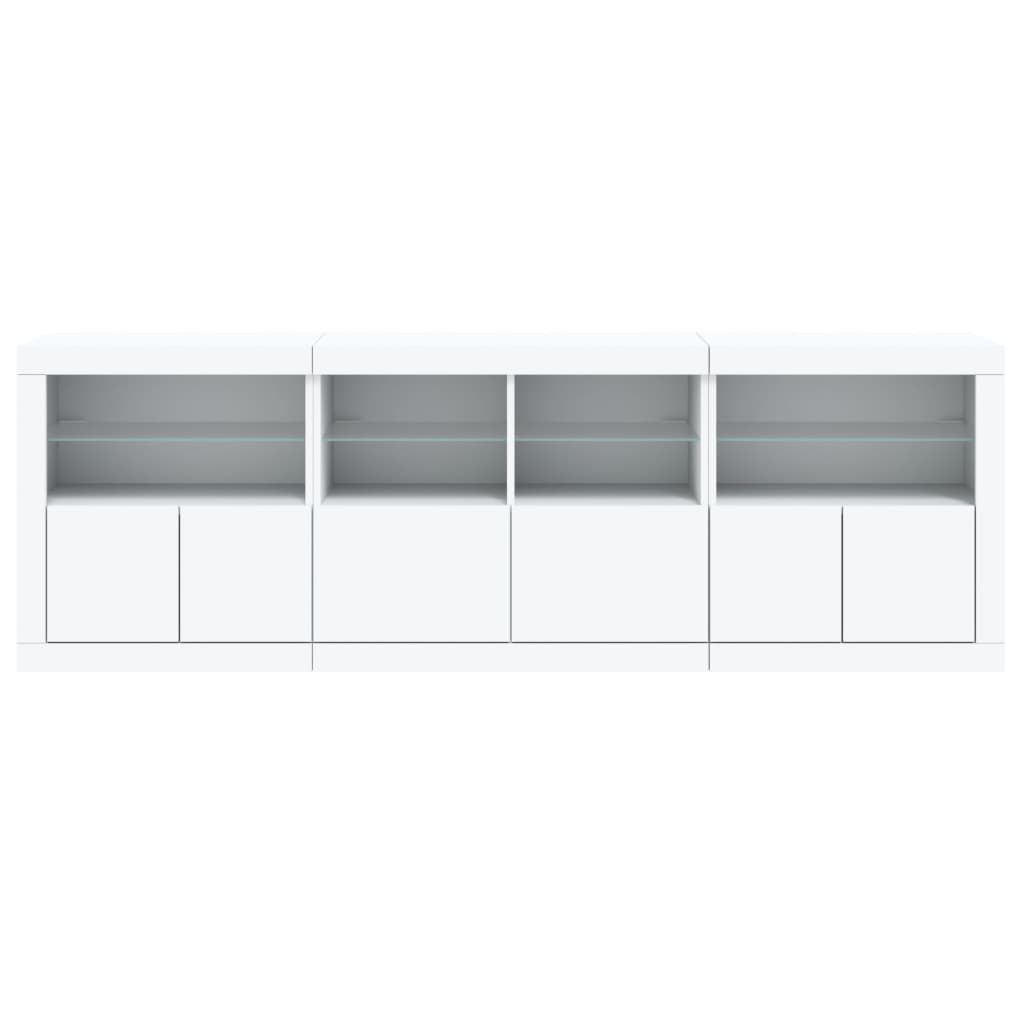 vidaXL Sideboard mit LED-Leuchten Weiß 202x37x67 cm