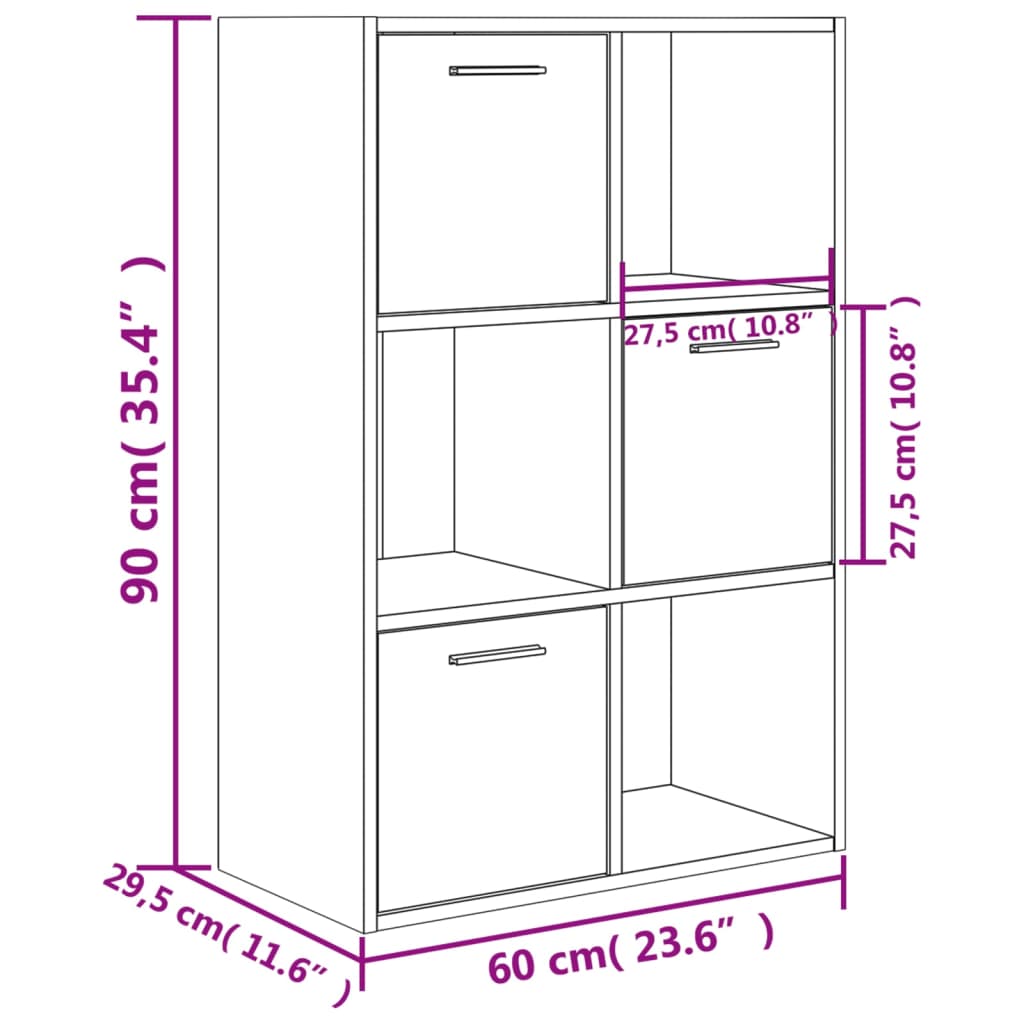 vidaXL Lagerschrank Betongrau 60x29,5x90 cm Holzwerkstoff