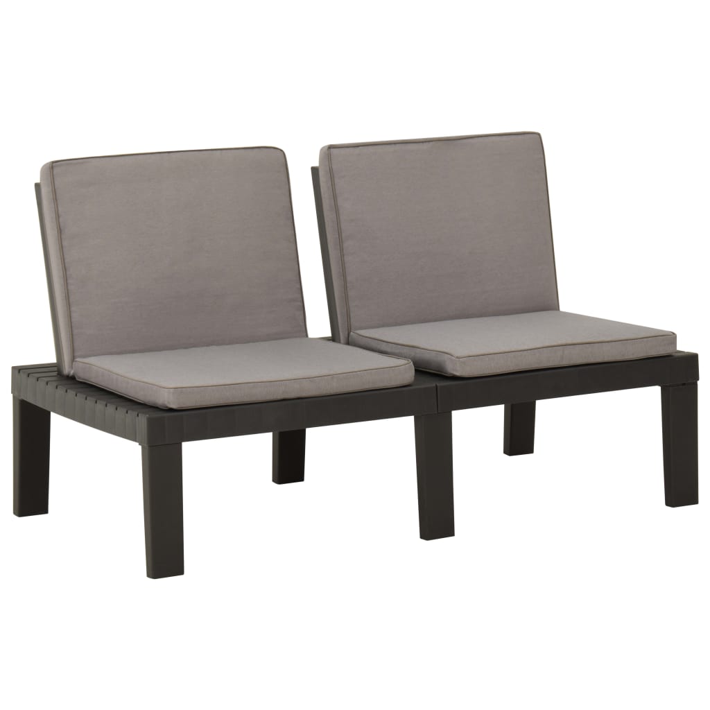 vidaXL 2-tlg. Garten-Lounge-Set mit Auflagen Kunststoff Grau