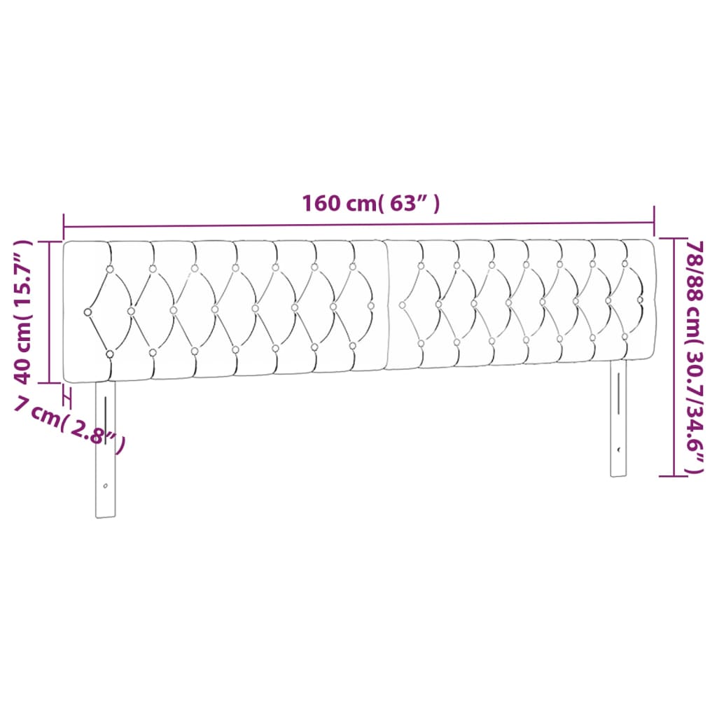 vidaXL LED Kopfteil Hellgrau 160x7x78/88 cm Stoff