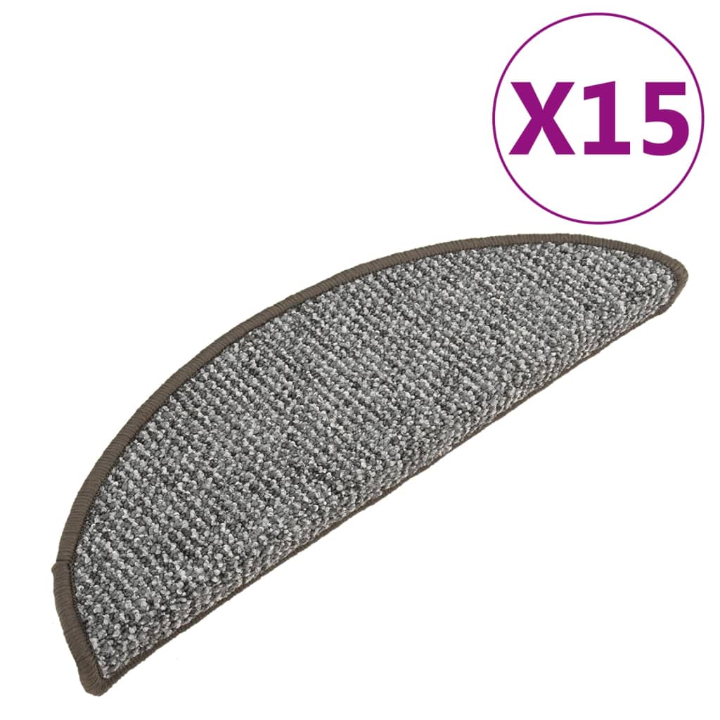 vidaXL Treppenmatten 15 Stk. Grau 56x17x3 cm