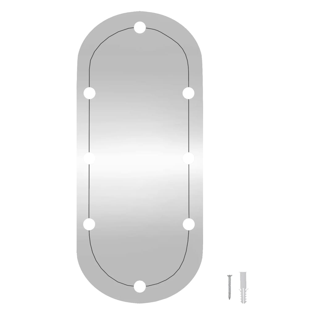 vidaXL Wandspiegel mit LED-Leuchten 30x70 cm Glas Oval