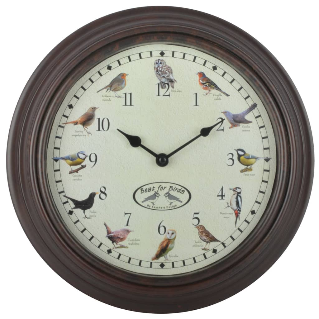 Esschert Design Uhr mit Vogelgezwitscher