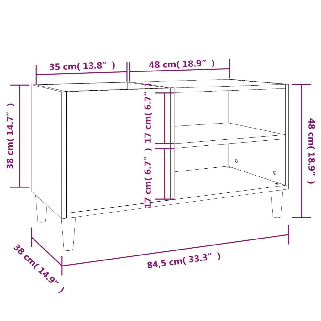 vidaXL Plattenschrank Weiß 84,5x38x48 cm Holzwerkstoff