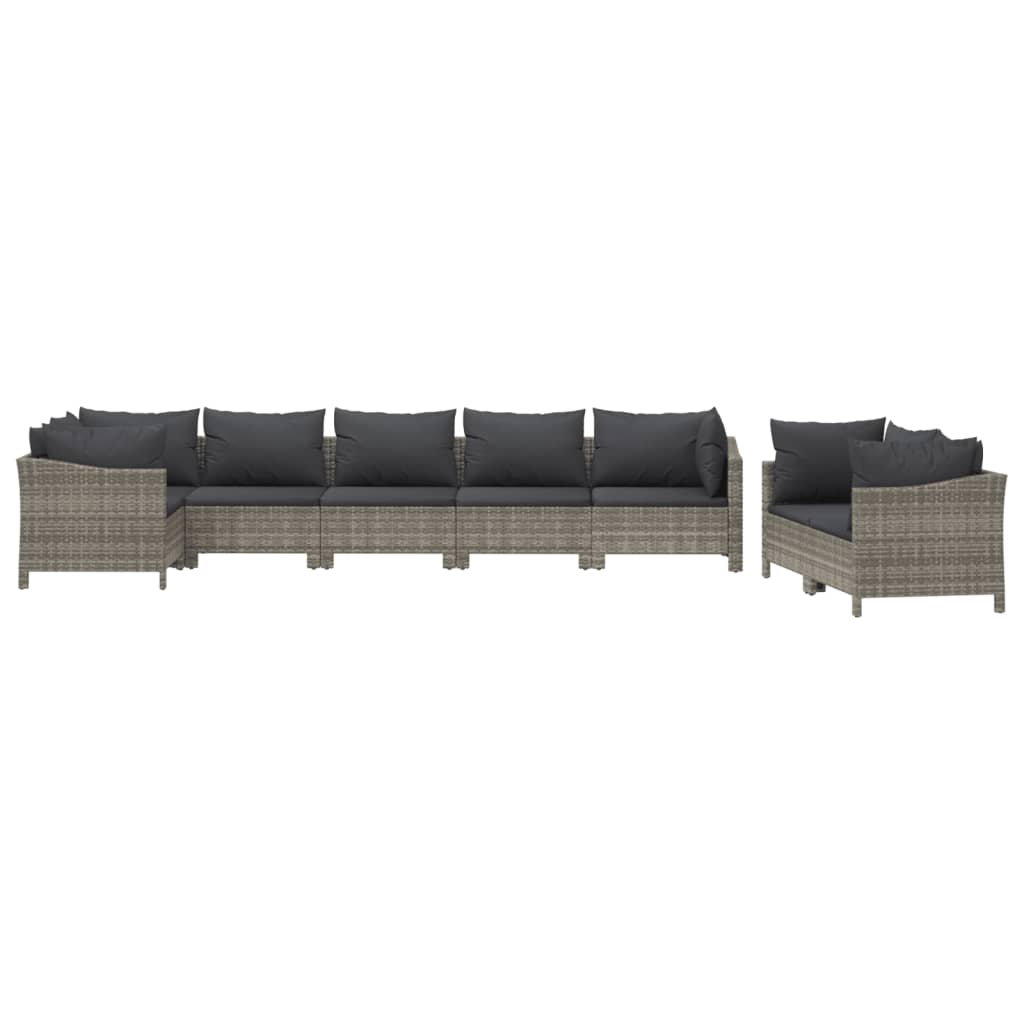 vidaXL 8-tlg. Garten-Lounge-Set mit Kissen Grau Poly Rattan