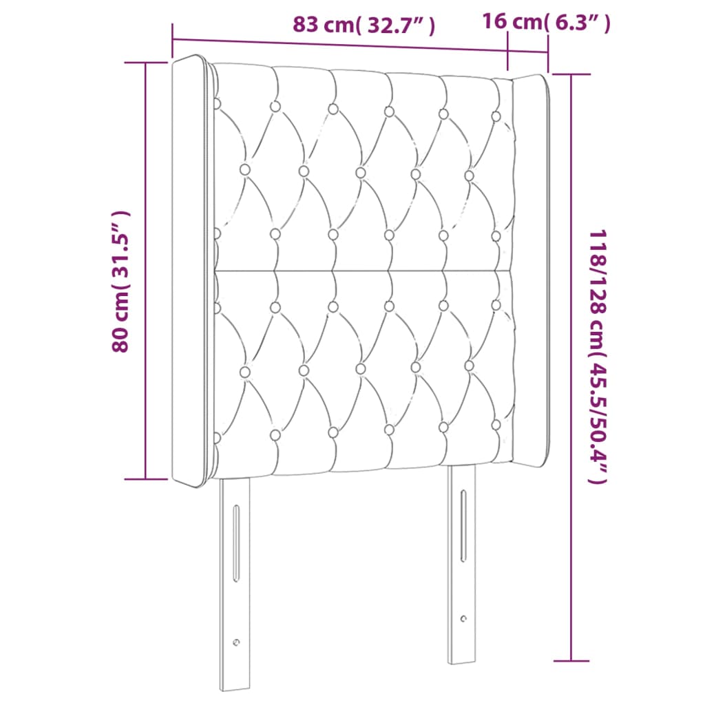 vidaXL LED Kopfteil Taupe 83x16x118/128 cm Stoff