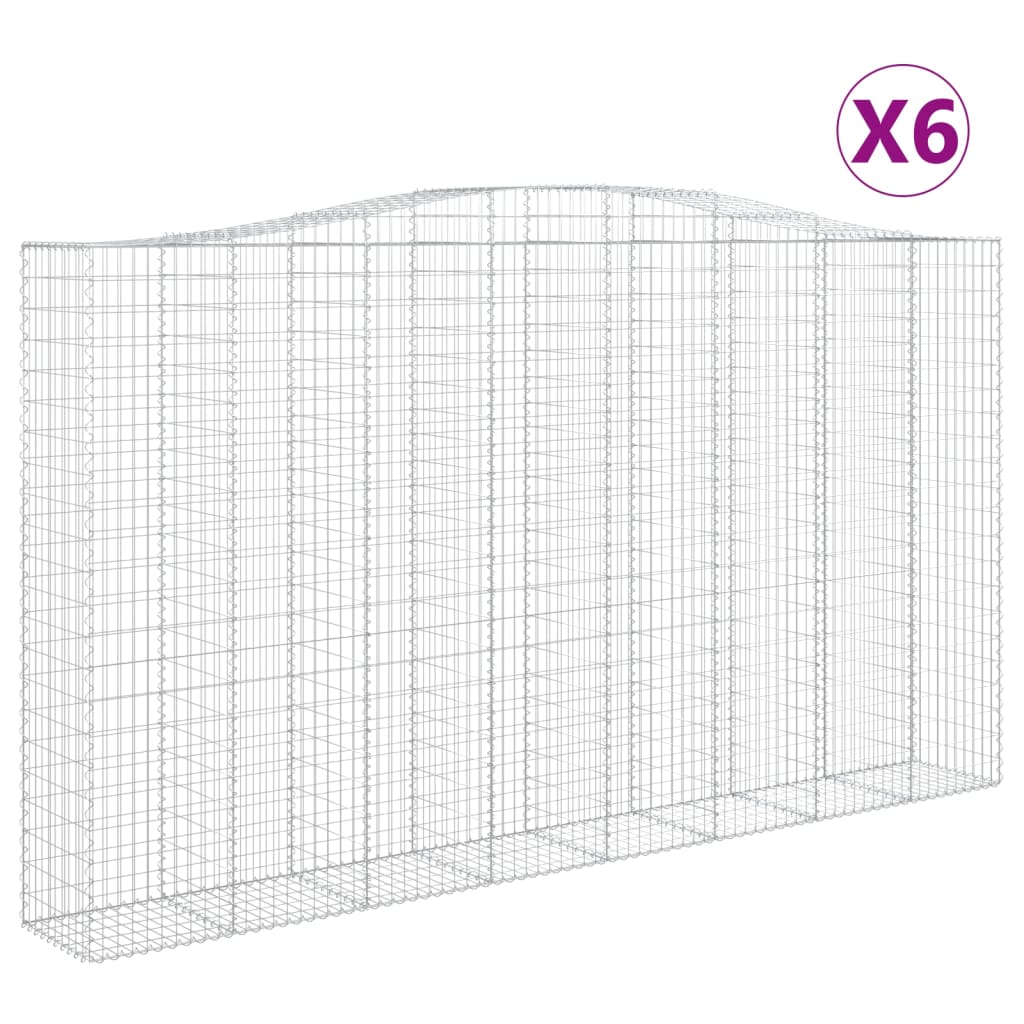 vidaXL Gabionen mit Hochbogen 6 Stk. 400x50x220/240cm Verzinktes Eisen