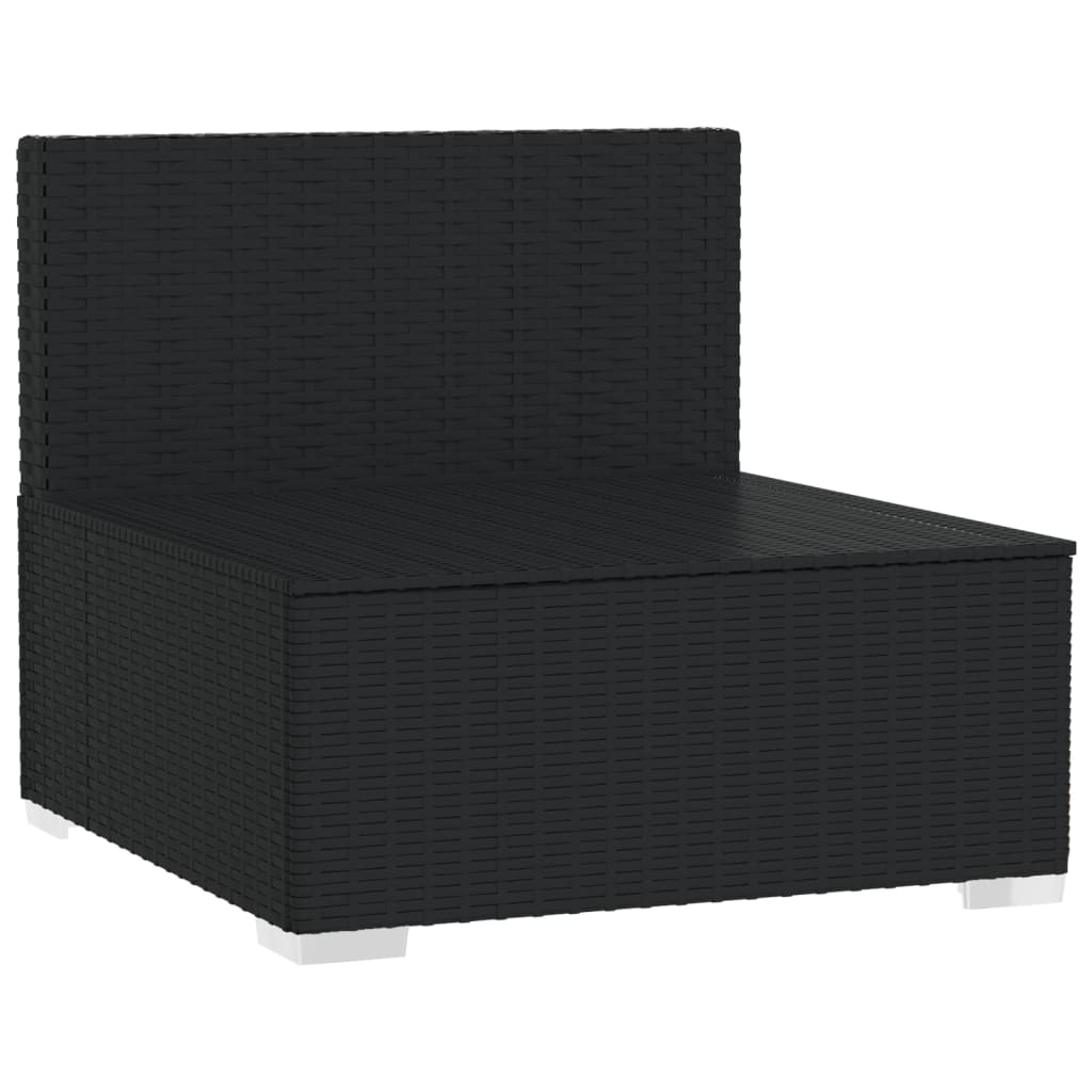 vidaXL 4-Sitzer Sofa mit Kissen Schwarz Poly Rattan