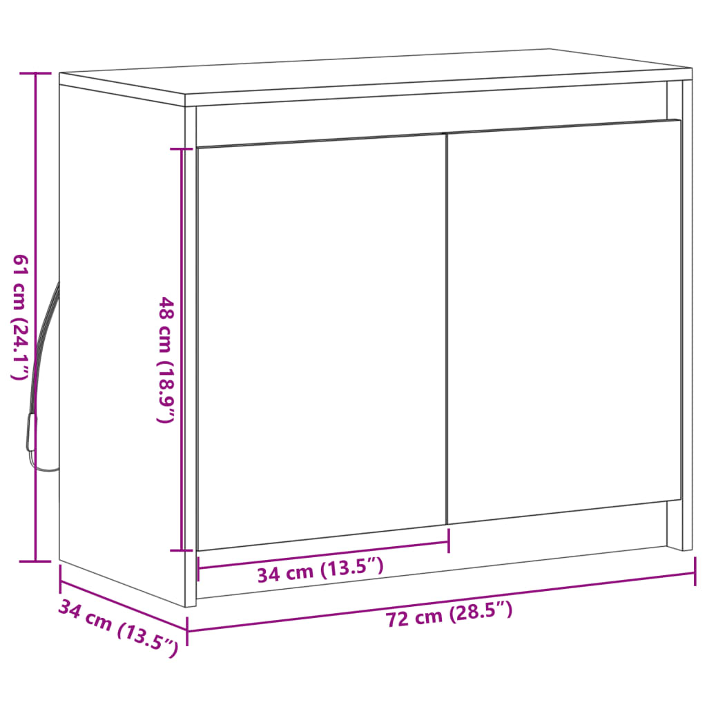 vidaXL LED-Sideboard Braun Eichen-Optik 72x34x61 cm Holzwerkstoff