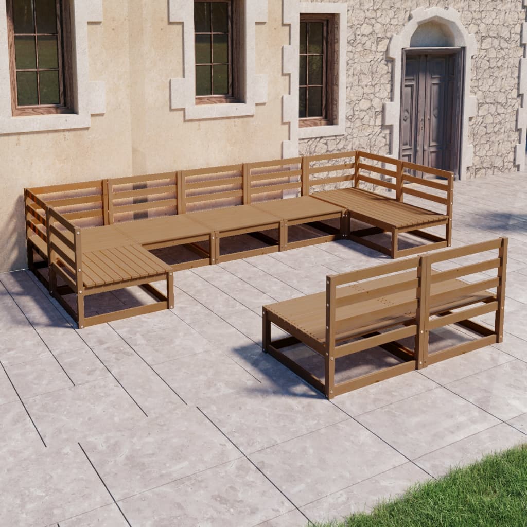 vidaXL 9-tlg. Garten-Lounge-Set Massivholz Kiefer