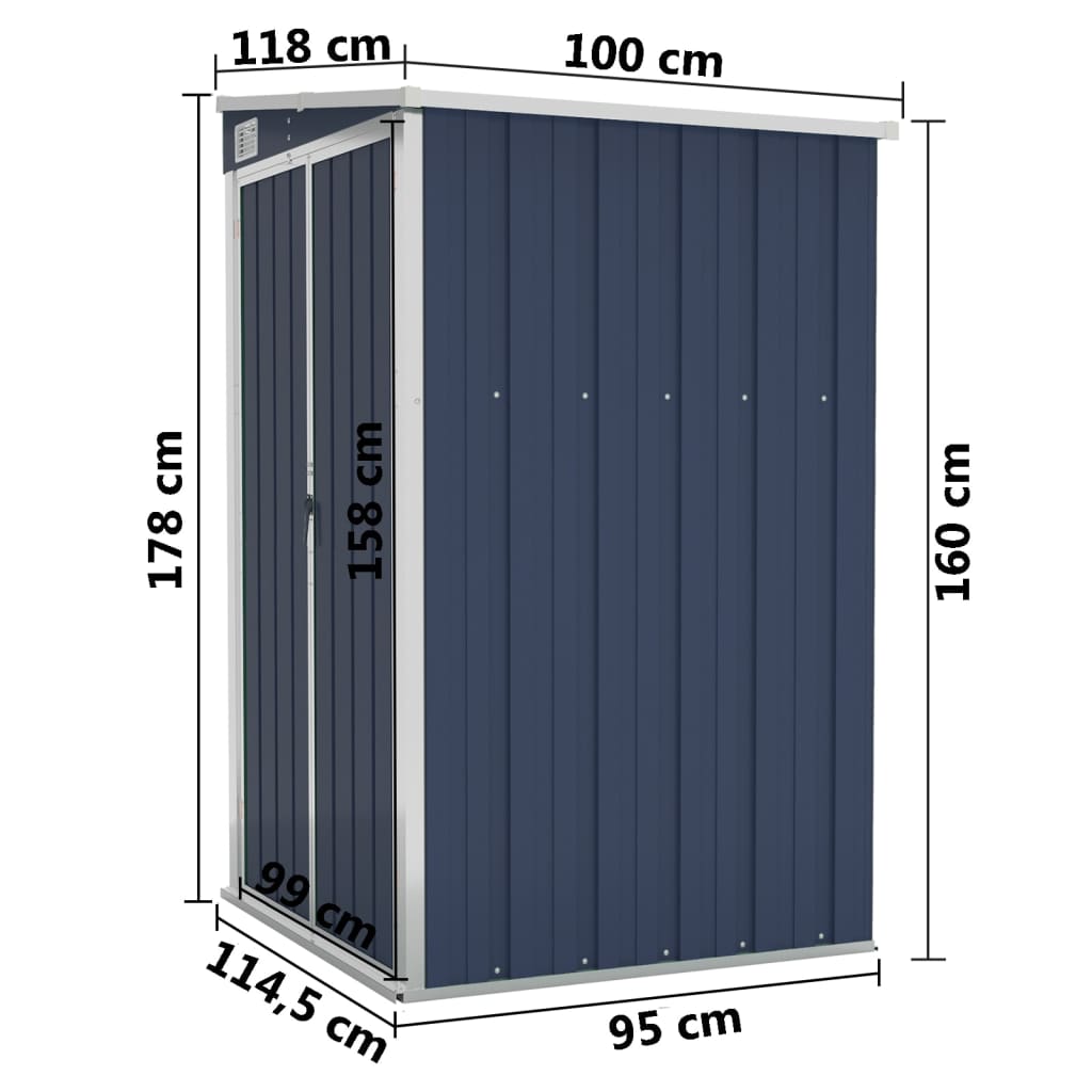 vidaXL Anbauschuppen Anthrazit 118x100x178 cm Verzinkter Stahl