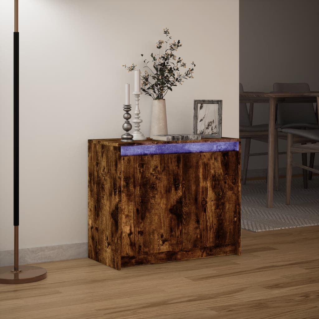 vidaXL LED-Sideboard Räuchereiche 72x34x61 cm Holzwerkstoff