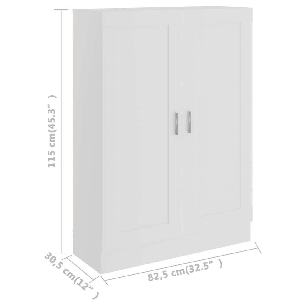 vidaXL Bücherschrank Weiß 82,5x30,5x115 cm Holzwerkstoff