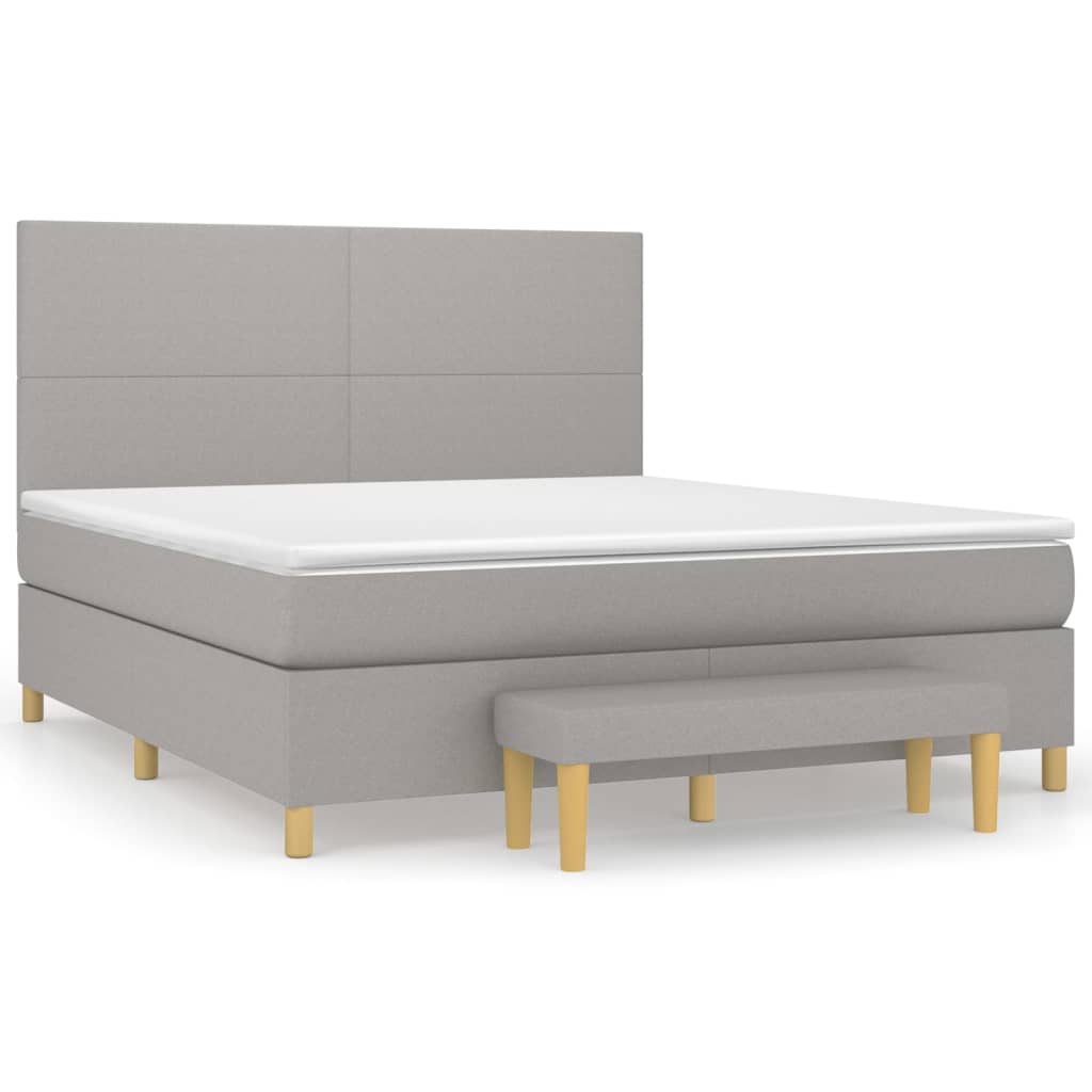 vidaXL Boxspringbett mit Matratze Hellgrau 180x200 cm Stoff