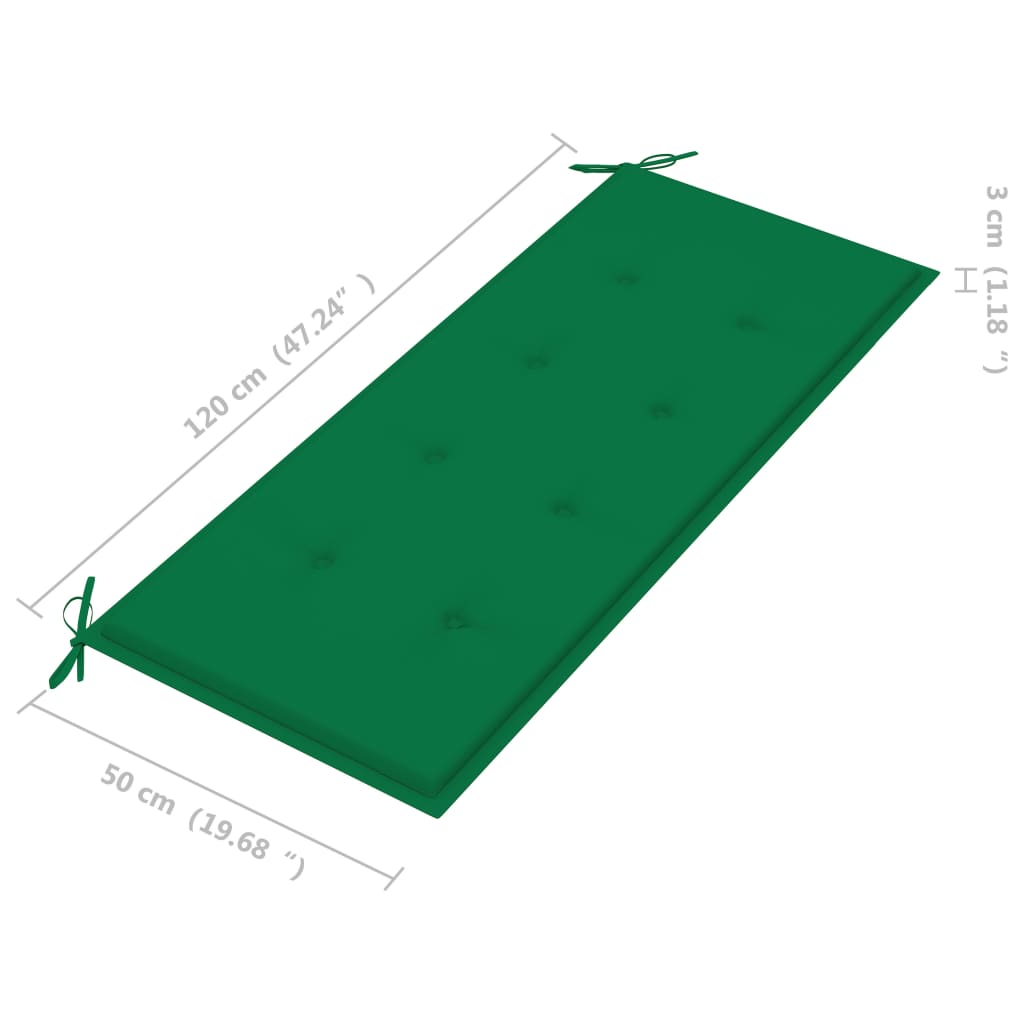 vidaXL Stapelbare Gartenbank mit Auflage 128,5 cm Massivholz Teak