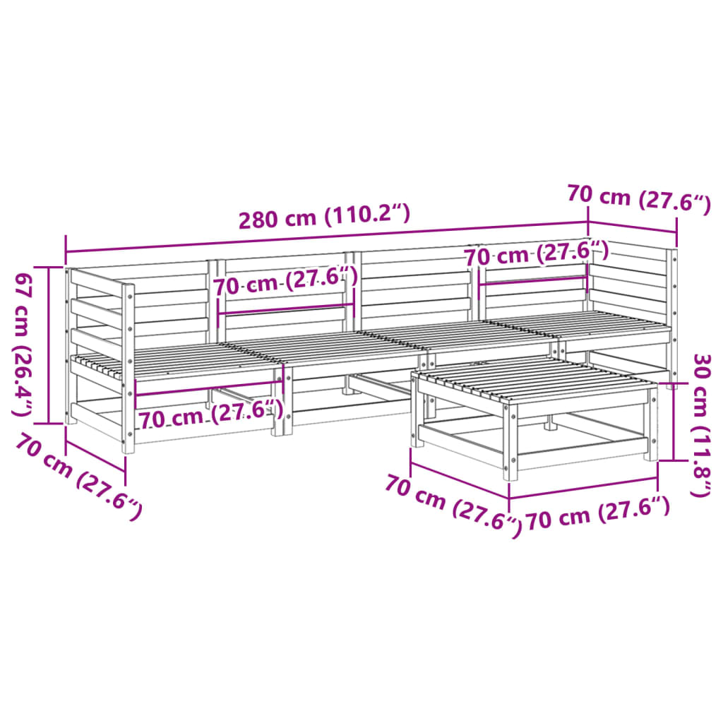 vidaXL 5-tlg. Garten-Sofagarnitur Massivholz Douglasie