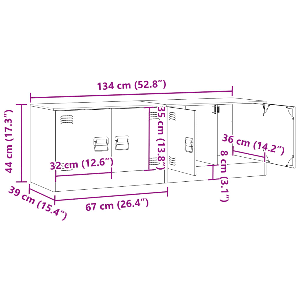 vidaXL TV-Schränke 2 Stk. Weiß 67x39x44 cm Stahl