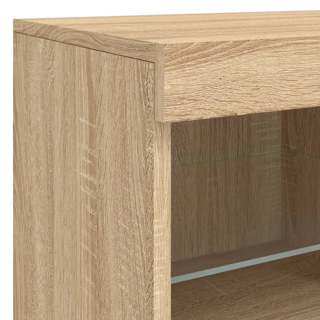 vidaXL Sideboard mit LED-Leuchten Sonoma-Eiche 123x37x67 cm