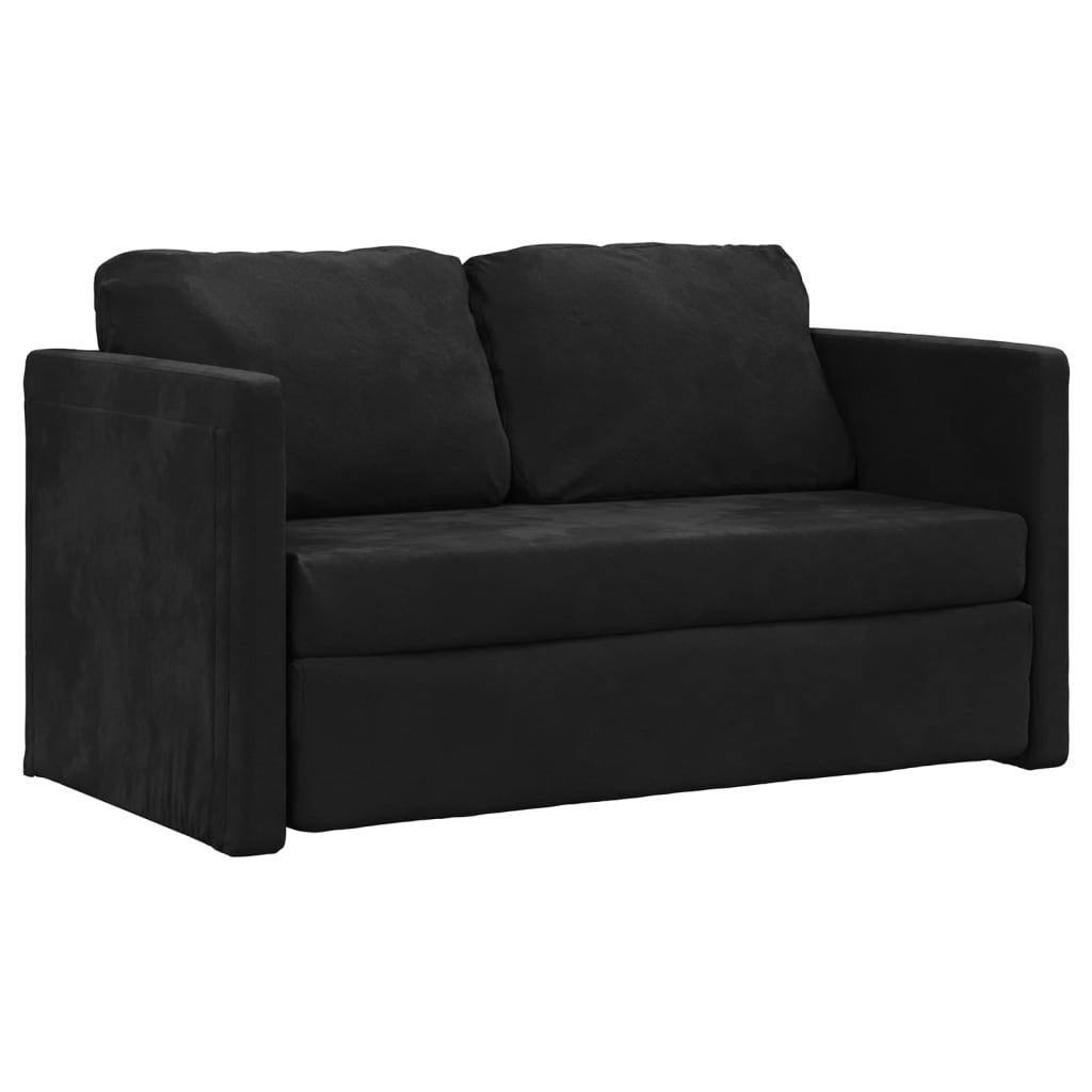 vidaXL Bodensofa mit Schlaffunktion Schwarz 122x204x55 cm Samt