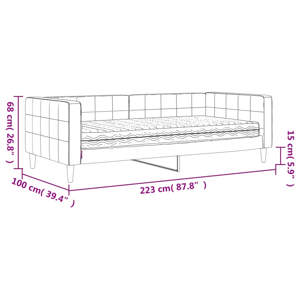 vidaXL Tagesbett mit Matratze Gelb 90x200 cm Samt