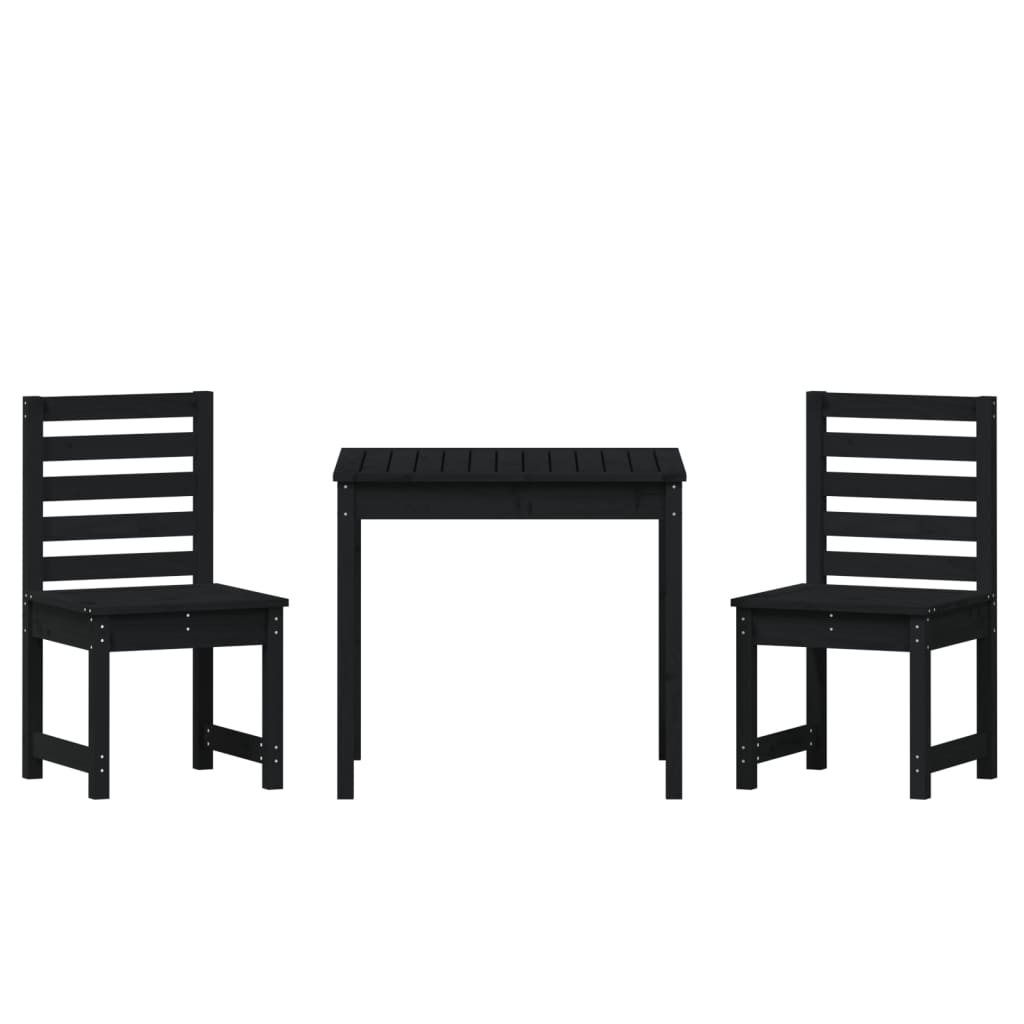 vidaXL 3-tlg. Garten-Bistro-Set Schwarz Massivholz Kiefer